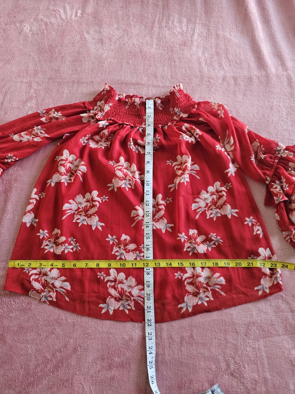 NWOT - Size S -  Off-Shoulder Red Floral Women's Top - Picture 10 of 12